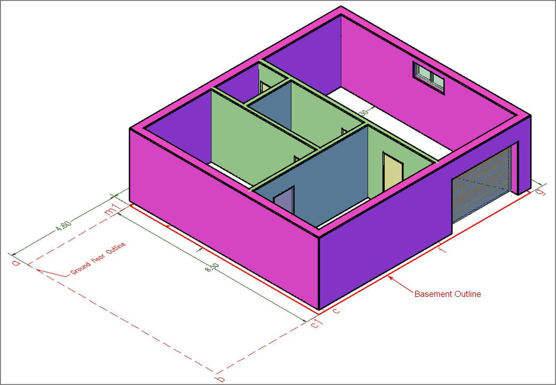 Fig.2.1.6.1 - Basement 3DView - Openings