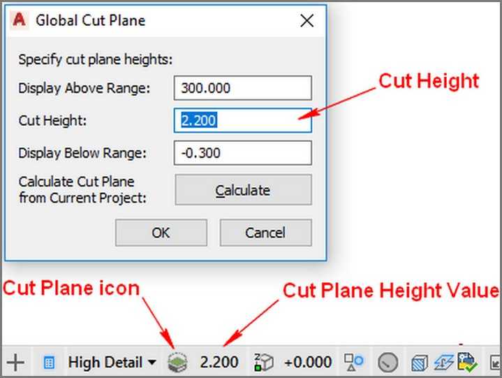 StatusBar globalCutPlane 